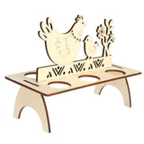 Estante de huevo de Pascua de madera Soporte Conejo Gallina Feliz Patrón de Pascua Festival de Huevos de Pascua Titular de la bandeja DIY Decoración para el hogar