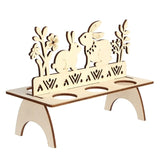 Estante de huevo de Pascua de madera Soporte Conejo Gallina Feliz Patrón de Pascua Festival de Huevos de Pascua Titular de la bandeja DIY Decoración para el hogar