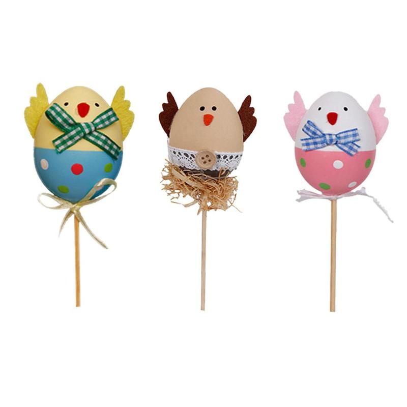 1 UNIDS Diseño Divertido Del Polluelo Del Colorante De Plástico Pintado Huevos De Pascua Con Palos Regalos De Los Niños Juguetes Para Navidad Pascua Inicio Favores De Fiesta