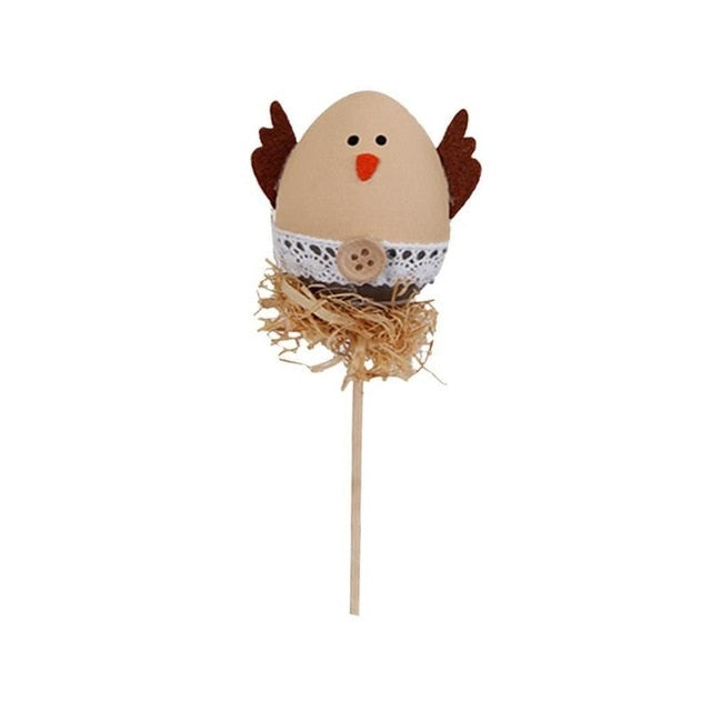 1 UNIDS Diseño Divertido Del Polluelo Del Colorante De Plástico Pintado Huevos De Pascua Con Palos Regalos De Los Niños Juguetes Para Navidad Pascua Inicio Favores De Fiesta