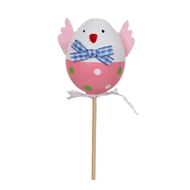 1 UNIDS Diseño Divertido Del Polluelo Del Colorante De Plástico Pintado Huevos De Pascua Con Palos Regalos De Los Niños Juguetes Para Navidad Pascua Inicio Favores De Fiesta